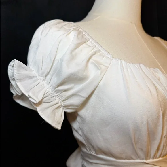 NWOT - White Off-the-shoulder Romper with A Tiered Skirt Overlay. Size Small - Picture 2 of 7